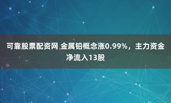 可靠股票配资网 金属铅概念涨0.99%，主力资金净流入13股
